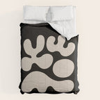 Mid Century Modern Organic Shapes 352 Black and Linen White Comforter Gallery Image 6