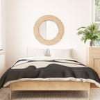 Mid Century Modern Organic Shapes 352 Black and Linen White Duvet Cover Gallery Image 3