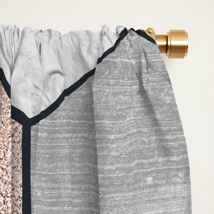 Marble hexagons and rose gold on black Window Curtain Gallery Image 2