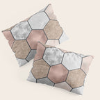 Marble hexagons and rose gold on black Pillow Sham Gallery Image 3
