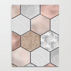 Marble hexagons and rose gold on black Notebook Gallery Image 4
