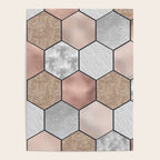 Marble hexagons and rose gold on black Poster Gallery Image 4