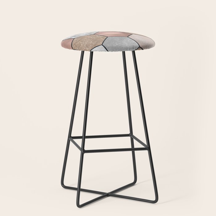 Marble hexagons and rose gold on black Stool Gallery Image 1