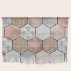 Marble hexagons and rose gold on black Wall Hanging Gallery Image 1