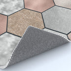 Marble hexagons and rose gold on black Rug Gallery Image 4