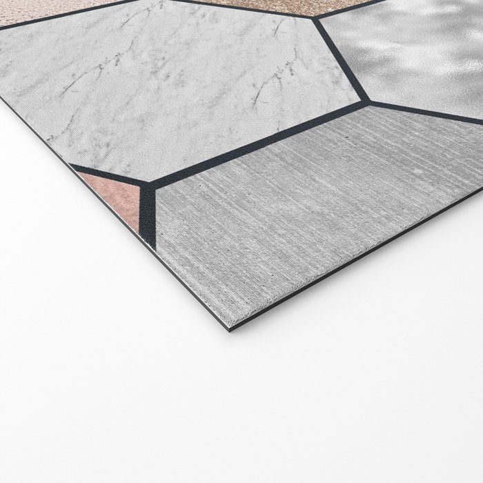 Marble hexagons and rose gold on black Welcome Mat Gallery Image 2