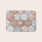 Marble hexagons and rose gold on black Bath Mat Gallery Image 1