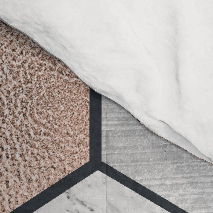Marble hexagons and rose gold on black Comforter Gallery Image 4