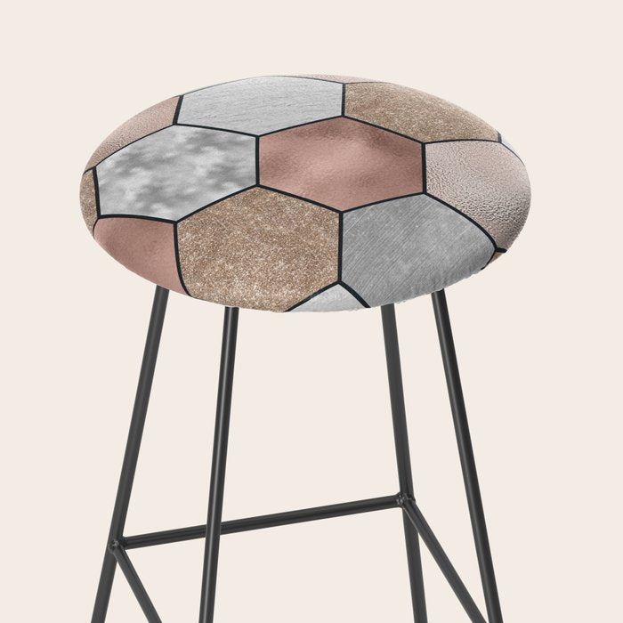 Marble hexagons and rose gold on black Stool Gallery Image 2