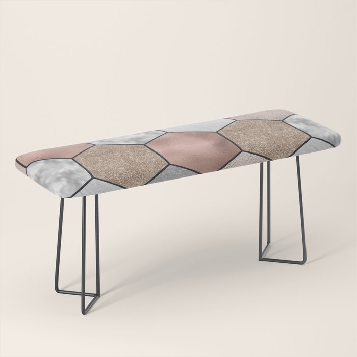 Marble hexagons and rose gold on black Bench Gallery Image 1