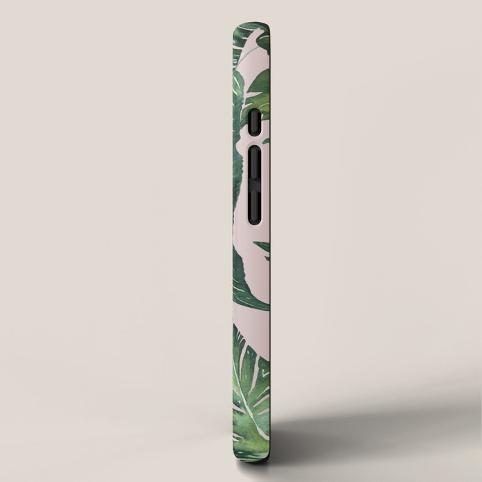 Jungle Leaves, Banana, Monstera Pink #society6 iPhone Case Gallery Image 2