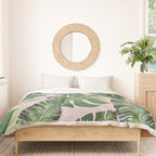Jungle Leaves, Banana, Monstera Pink #society6 Duvet Cover Gallery Image 3