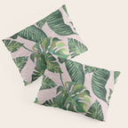Jungle Leaves, Banana, Monstera Pink #society6 Pillow Sham Gallery Image 3
