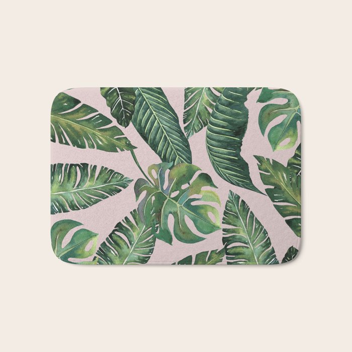 Jungle Leaves, Banana, Monstera Pink #society6 Bath Mat Gallery Image 1