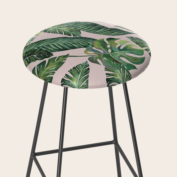 Jungle Leaves, Banana, Monstera Pink #society6 Stool Gallery Image 2