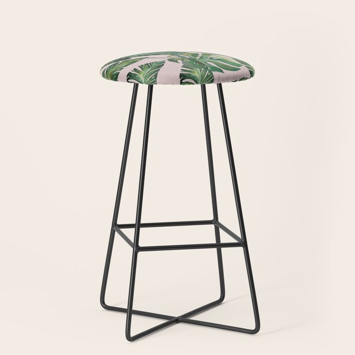 Jungle Leaves, Banana, Monstera Pink #society6 Stool Gallery Image 1