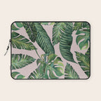 Jungle Leaves, Banana, Monstera Pink #society6 Laptop Sleeve Gallery Image 1