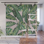 Jungle Leaves, Banana, Monstera Pink #society6 Wall Mural Gallery Image 1