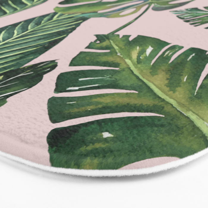 Jungle Leaves, Banana, Monstera Pink #society6 Bath Mat Gallery Image 3