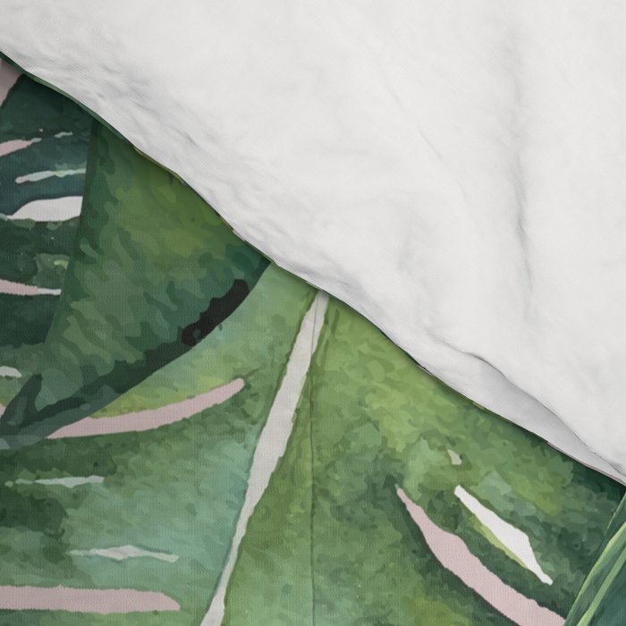 Jungle Leaves, Banana, Monstera Pink #society6 Comforter Gallery Image 4