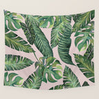Jungle Leaves, Banana, Monstera Pink #society6 Wall Tapestry Gallery Image 4