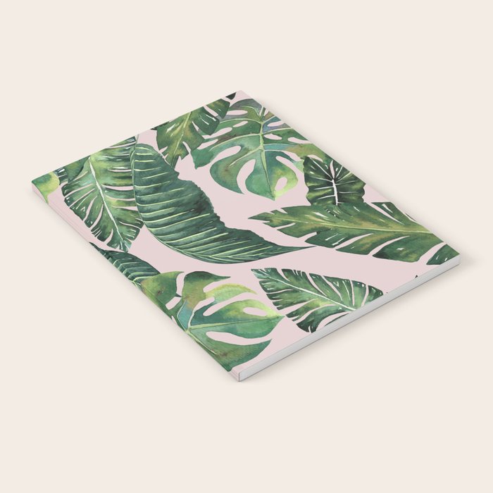 Jungle Leaves, Banana, Monstera Pink #society6 Notebook Gallery Image 2