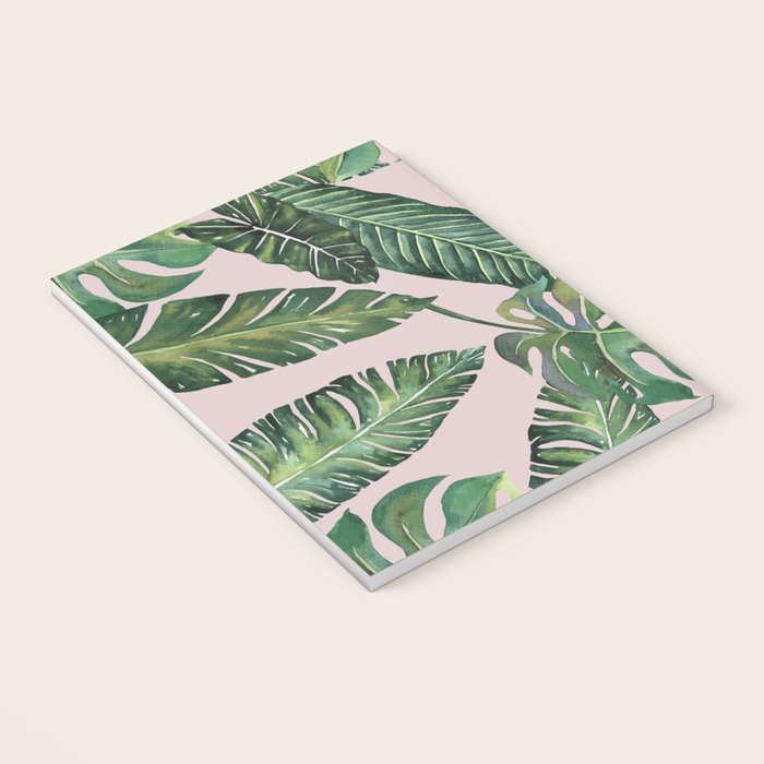 Jungle Leaves, Banana, Monstera Pink #society6 Notebook Gallery Image 3