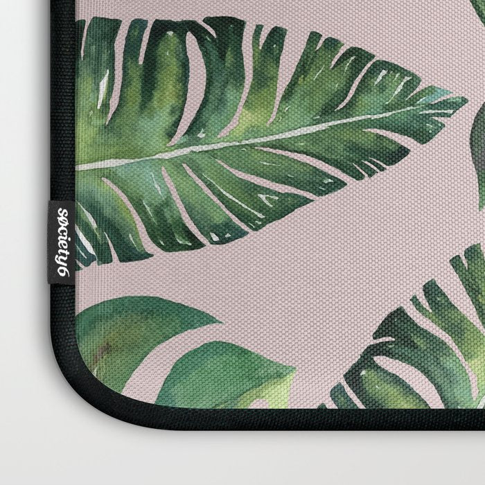 Jungle Leaves, Banana, Monstera Pink #society6 Laptop Sleeve Gallery Image 3