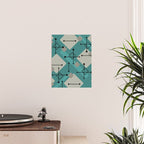 Retro 1950s Art Pattern Diamonds Teal Gold Poster Gallery Image 2