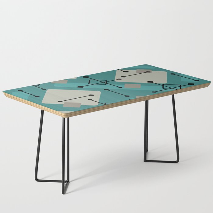 Retro 1950s Art Pattern Diamonds Teal Gold Coffee Table Gallery Image 1