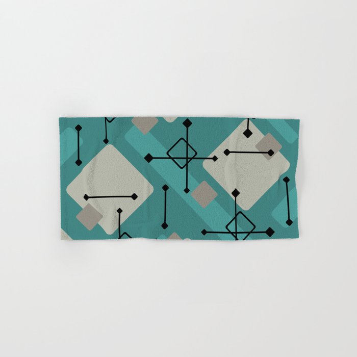 Retro 1950s Art Pattern Diamonds Teal Gold Bath Towel Gallery Image 1