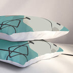 Retro 1950s Art Pattern Diamonds Teal Gold Pillow Sham Gallery Image 3