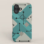 Retro 1950s Art Pattern Diamonds Teal Gold iPhone Case Gallery Image 1