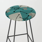 Retro 1950s Art Pattern Diamonds Teal Gold Stool Gallery Image 2