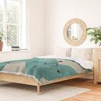 Retro 1950s Art Pattern Diamonds Teal Gold Duvet Cover Gallery Image 2