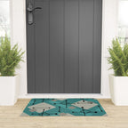Retro 1950s Art Pattern Diamonds Teal Gold Welcome Mat Gallery Image 3