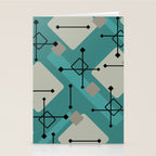 Retro 1950s Art Pattern Diamonds Teal Gold Stationery Card Gallery Image 2