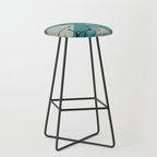Retro 1950s Art Pattern Diamonds Teal Gold Stool Gallery Image 1