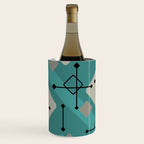 Retro 1950s Art Pattern Diamonds Teal Gold Wine Chiller Gallery Image 1