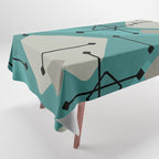 Retro 1950s Art Pattern Diamonds Teal Gold Tablecloth Gallery Image 1