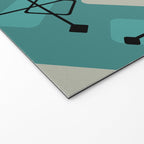Retro 1950s Art Pattern Diamonds Teal Gold Welcome Mat Gallery Image 2