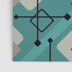 Retro 1950s Art Pattern Diamonds Teal Gold Poster Gallery Image 3