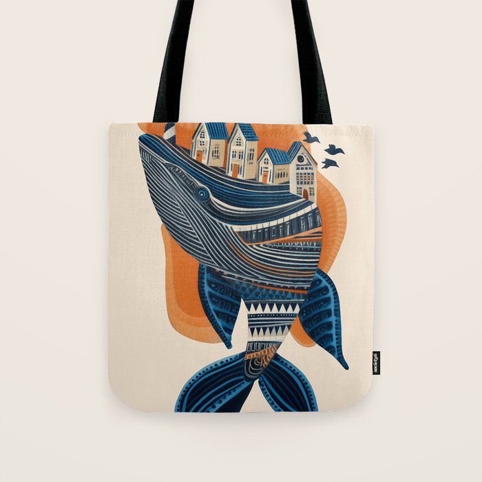 Whale Village Tote Bag Gallery Image 1