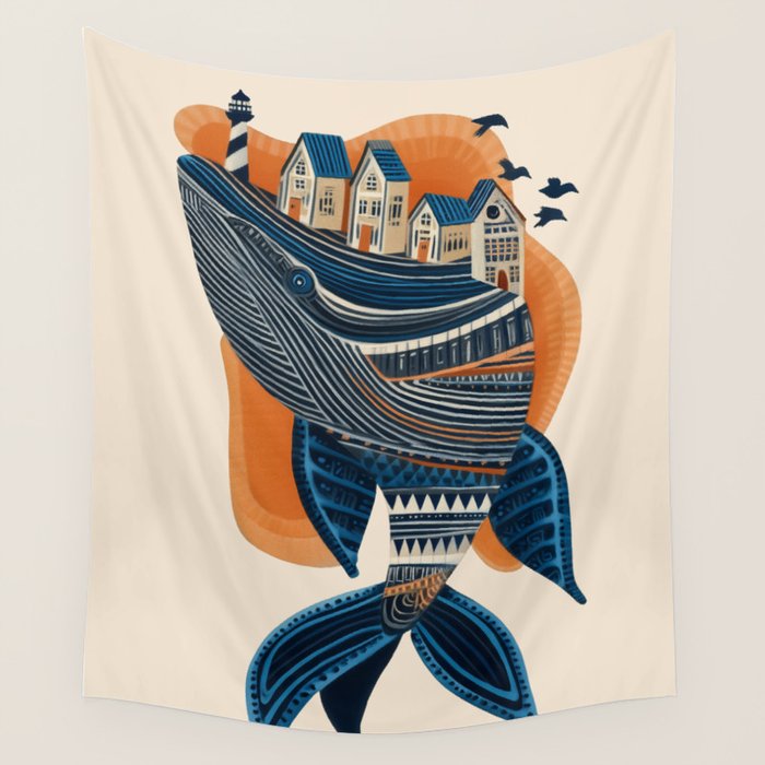 Whale Village Wall Tapestry Gallery Image 4