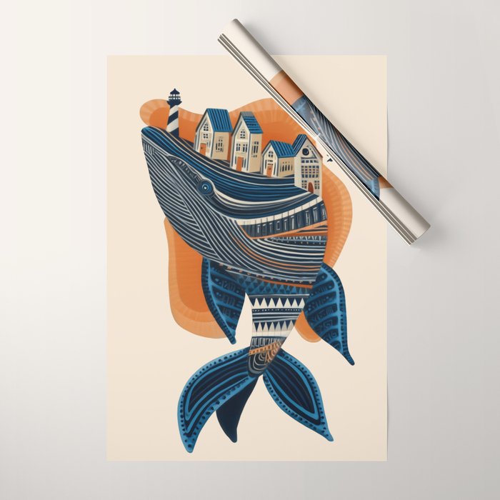 Whale Village Wrapping Paper Gallery Image 1