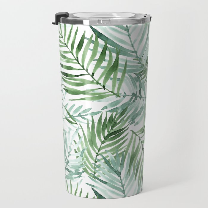 Watercolor palm leaves pattern Travel Mug Gallery Image 3