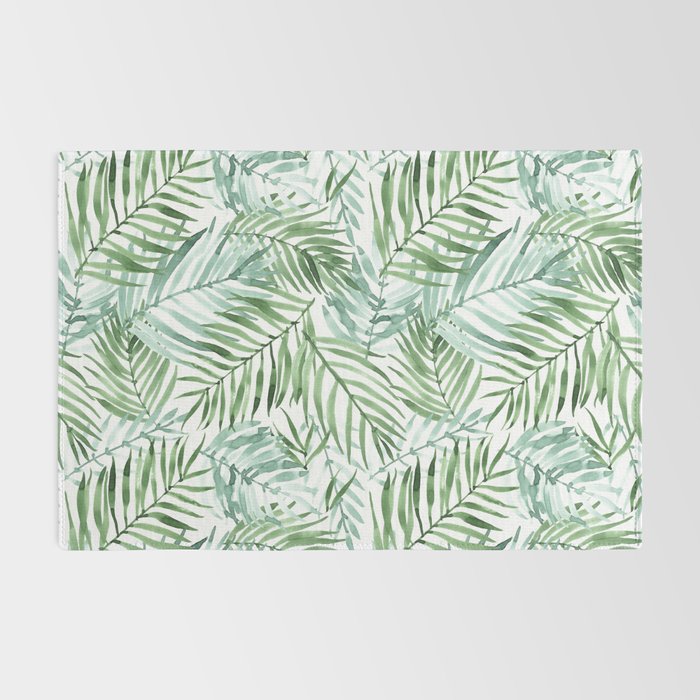 Watercolor palm leaves pattern Rug Gallery Image 2