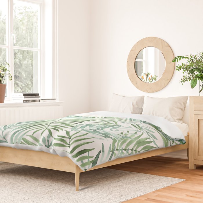 Watercolor palm leaves pattern Duvet Cover Gallery Image 2