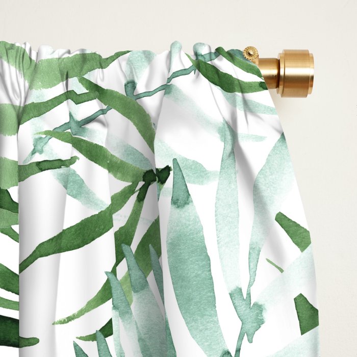 Watercolor palm leaves pattern Window Curtain Gallery Image 2