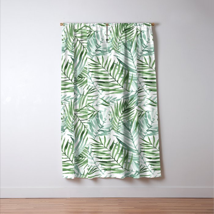 Watercolor palm leaves pattern Window Curtain Gallery Image 3
